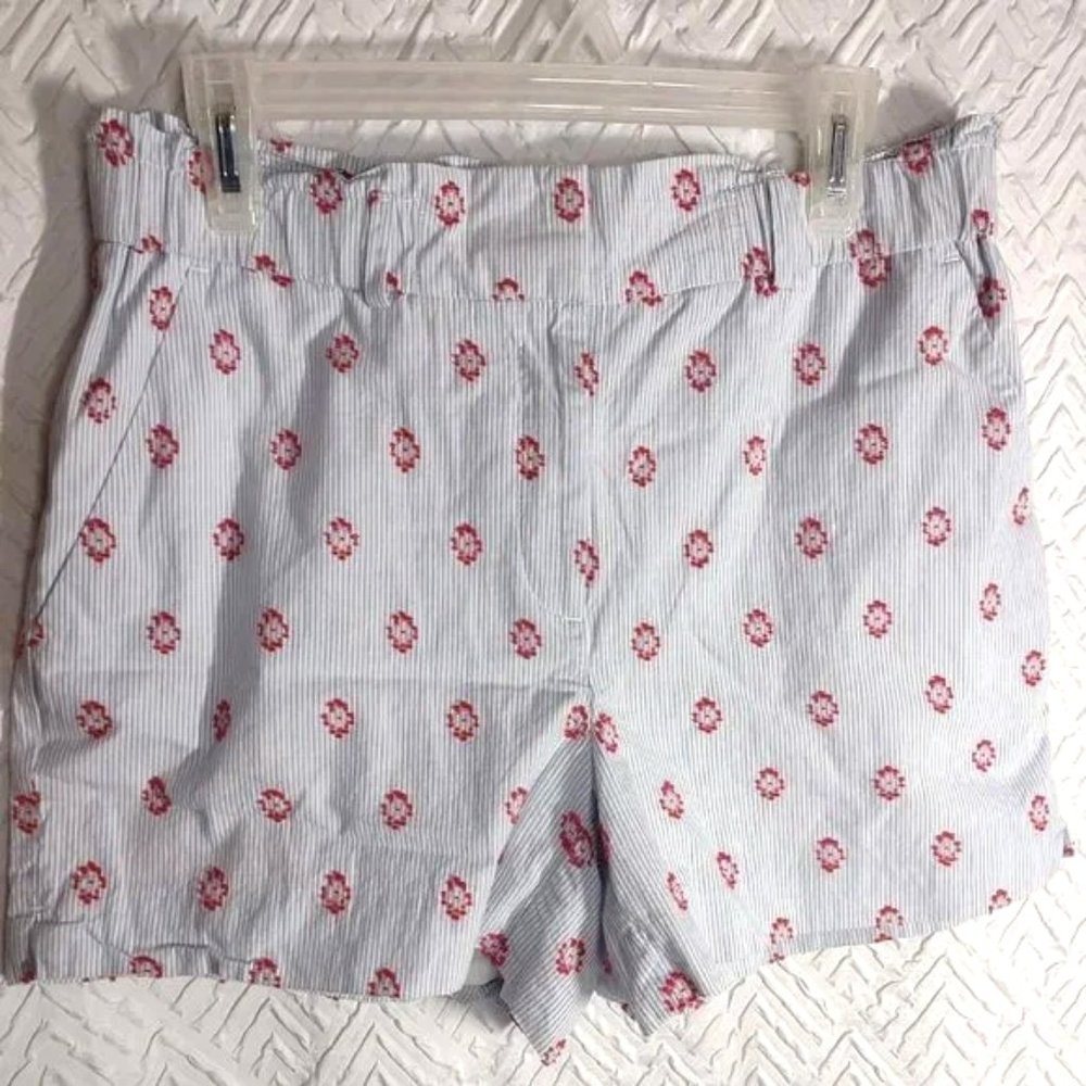 Ann Taylor Loft Pin Striped Shorts Embroidered with Loops New